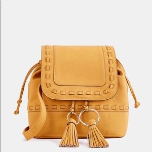JustFab Socialite Mustard Tassel Crossbody Bag
